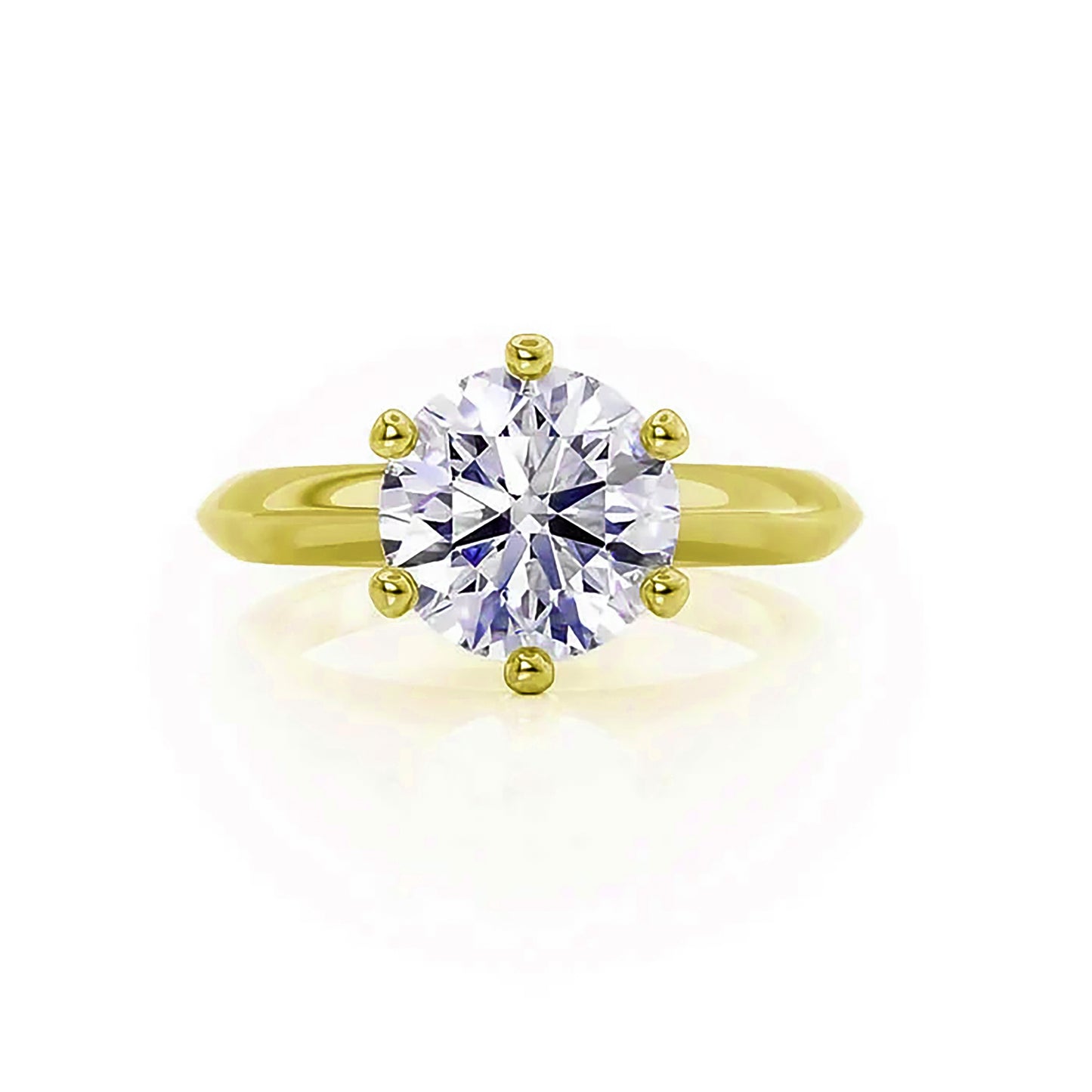 2 Carat Round Cut Lab Grown Diamond Engagement Gold Ring, IGI Certificated Diamond Proposal Ring