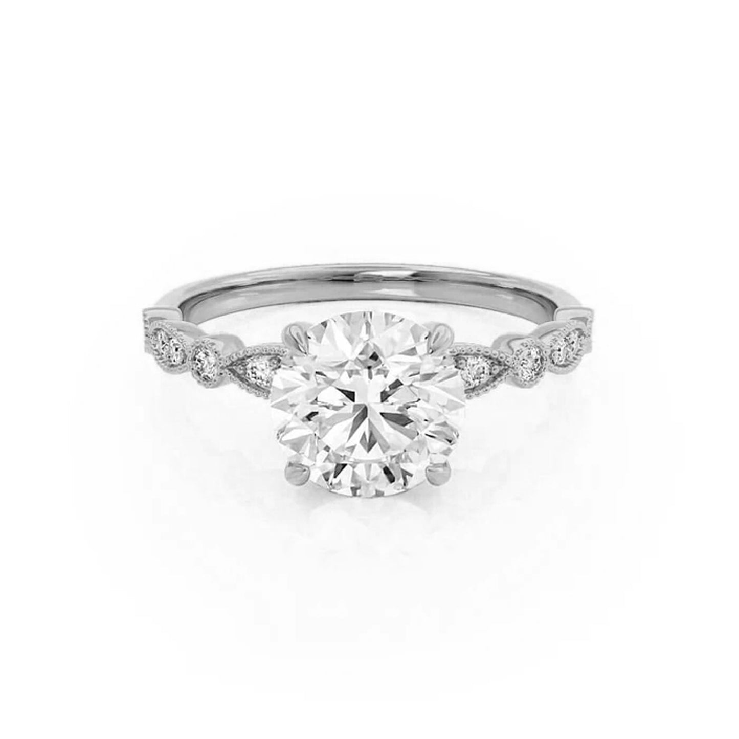 1.5 Carat Round Cut Lab Grown Diamond Engagement Gold Ring, IGI Certificated Diamond Proposal Ring