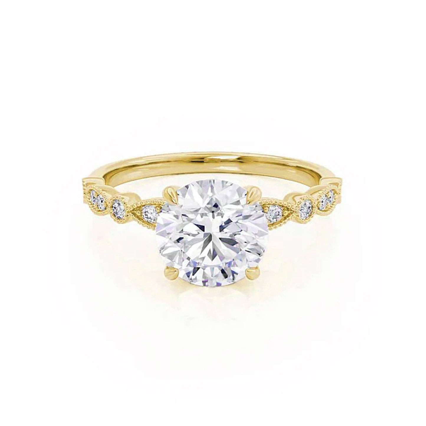 1.5 Carat Round Cut Lab Grown Diamond Engagement Gold Ring, IGI Certificated Diamond Proposal Ring