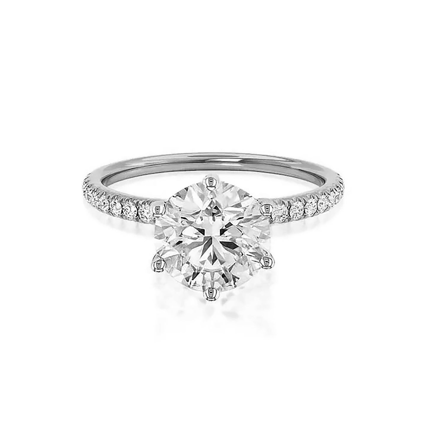 2 Carat Round Cut Lab Grown Diamond Engagement Gold Ring, IGI Certificated Diamond Proposal Ring