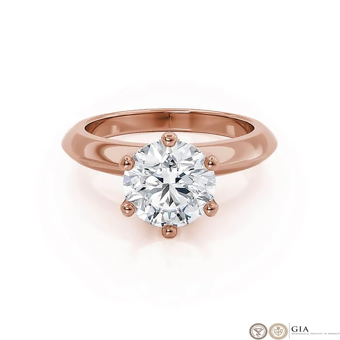 2 Carat Round Cut Lab Grown Diamond Engagement Gold Ring, IGI Certificated Diamond Proposal Ring