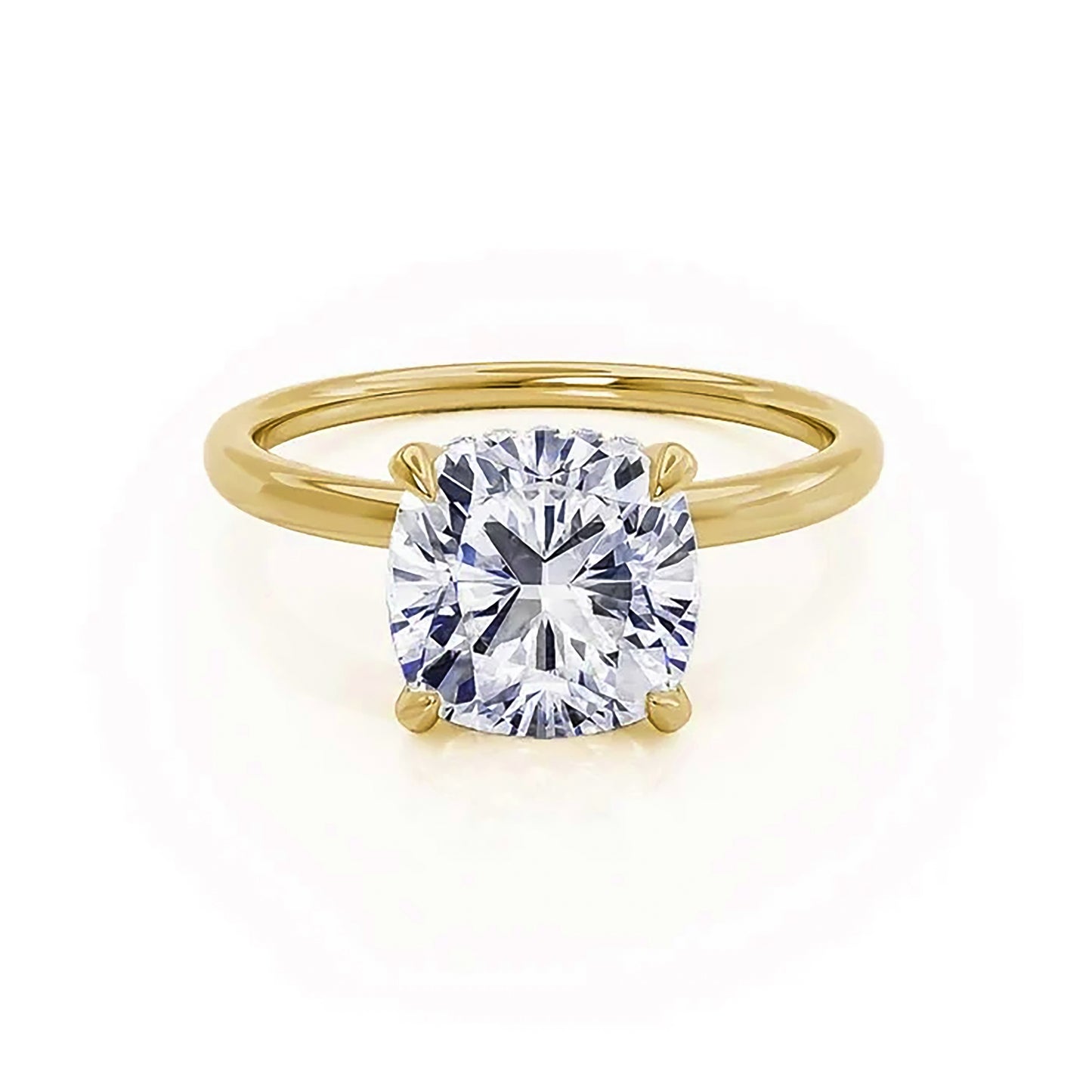 2 Carat Cushion Cut Lab Grown Diamond Engagement Gold Ring, IGI Certificated Diamond Proposal Ring