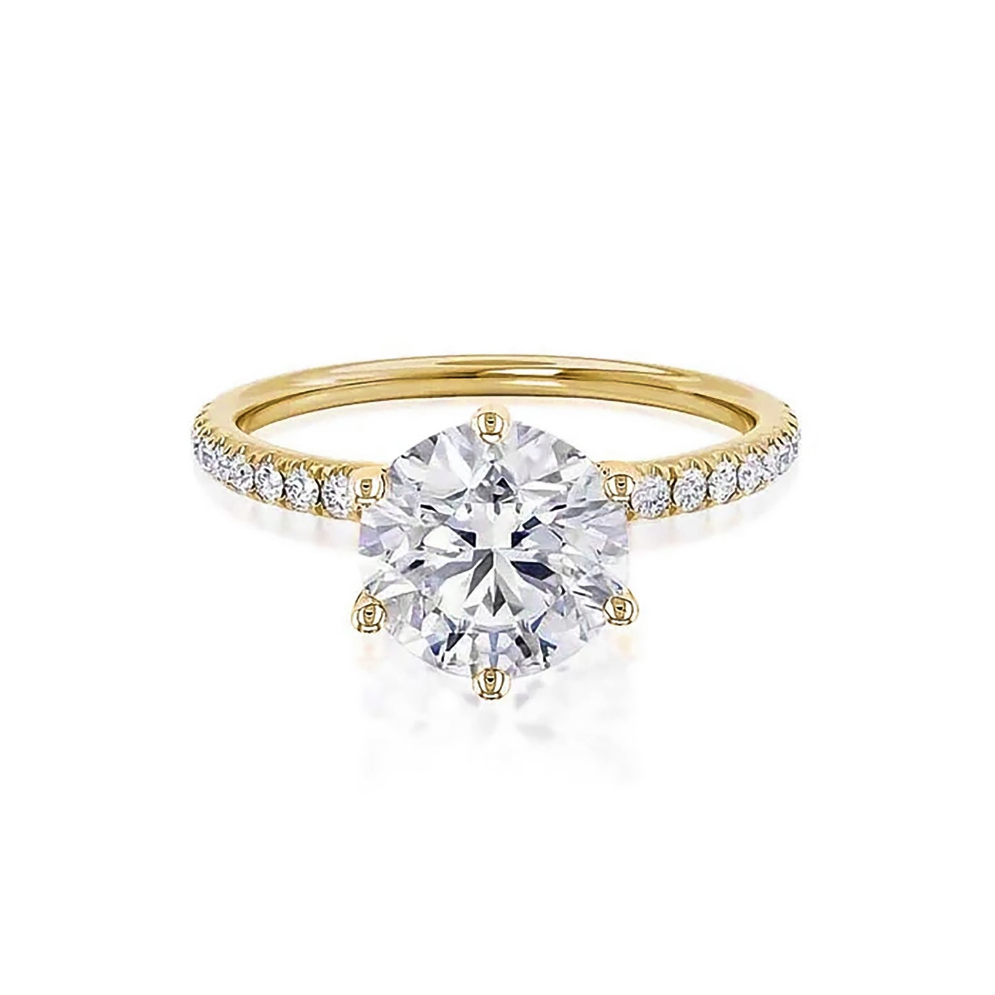 2 Carat Round Cut Lab Grown Diamond Engagement Gold Ring, IGI Certificated Diamond Proposal Ring