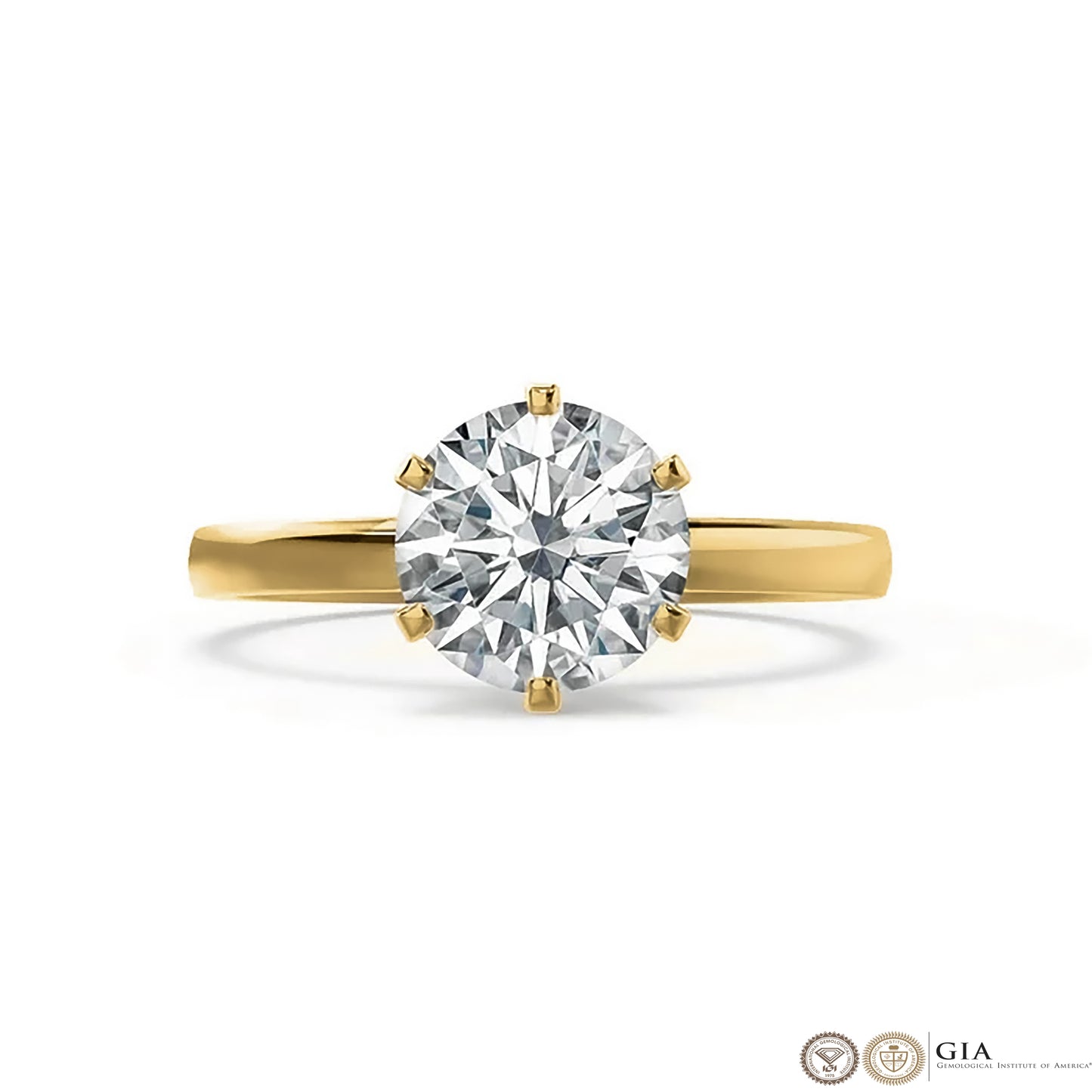 1 Carat Round Cut Lab Grown Diamond Engagement Gold Ring, IGI Certificated Diamond Proposal Ring