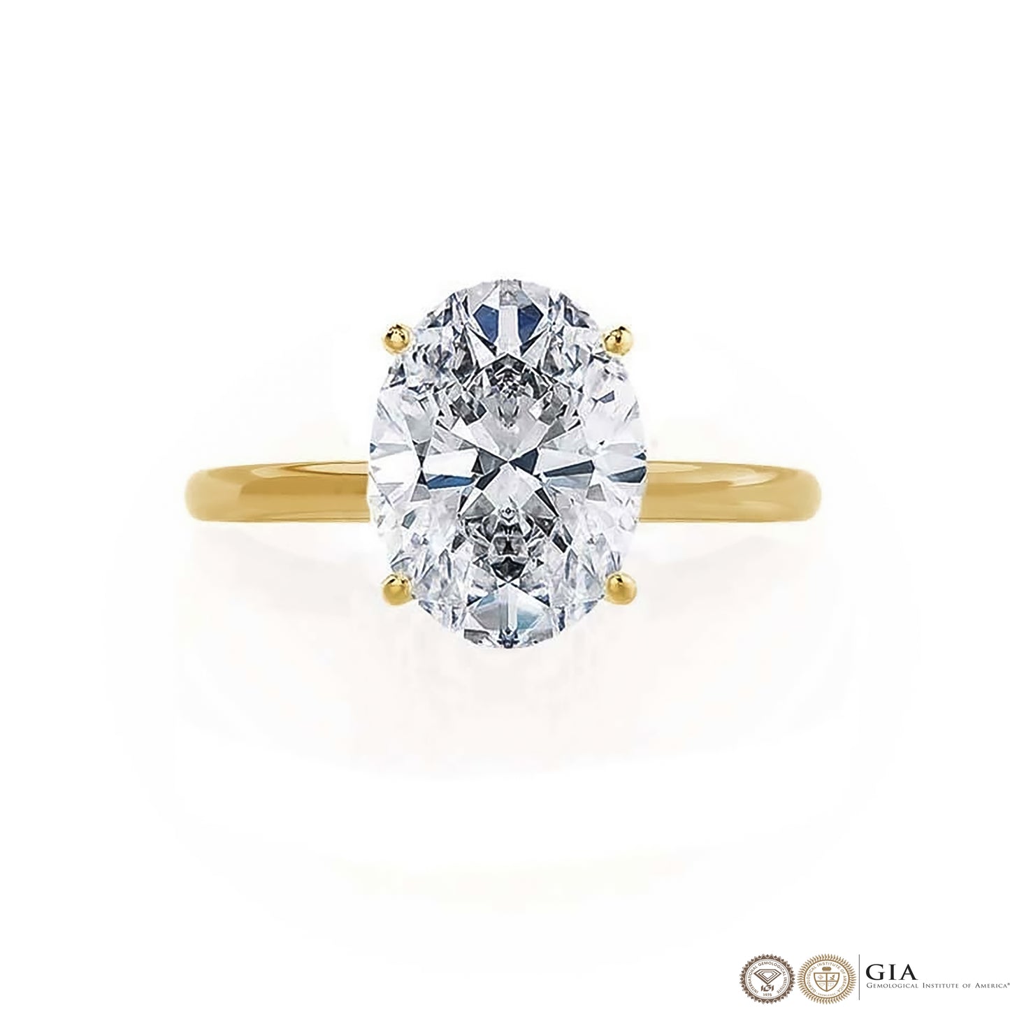 Solitaire 3 Carat Oval Cut Lab Grown Diamond Engagement Gold Ring, IGI Certificated Diamond Ring