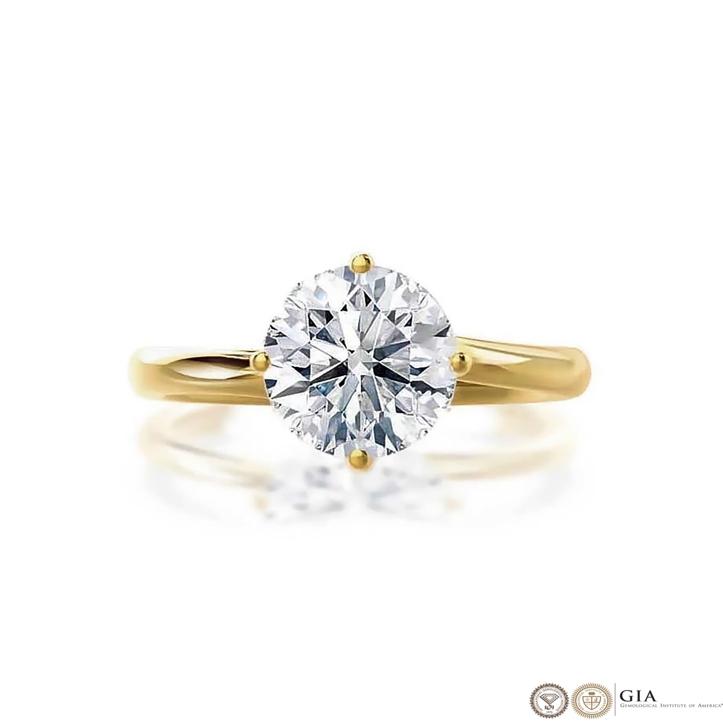 2 Carat Round Cut Lab Grown Diamond Engagement Gold Ring, IGI Certificated Diamond Ring