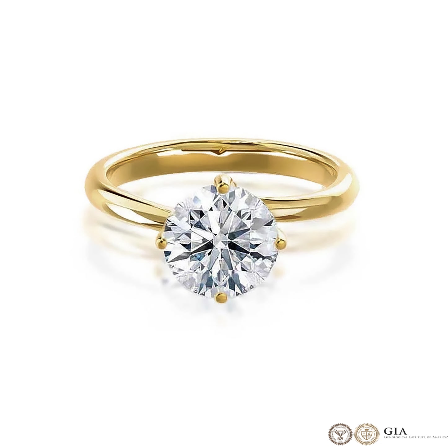 2 Carat Round Cut Lab Grown Diamond Engagement Gold Ring, IGI Certificated Diamond Ring