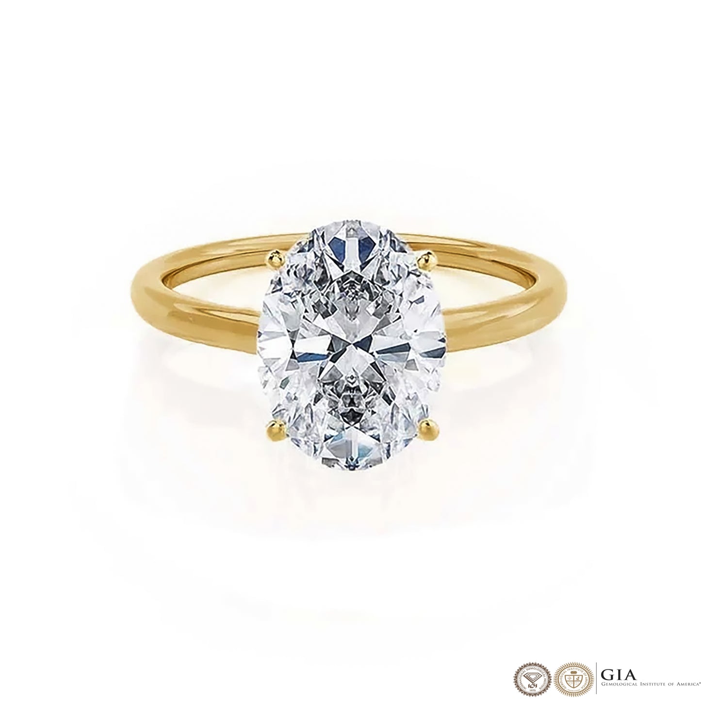 Solitaire 3 Carat Oval Cut Lab Grown Diamond Engagement Gold Ring, IGI Certificated Diamond Ring