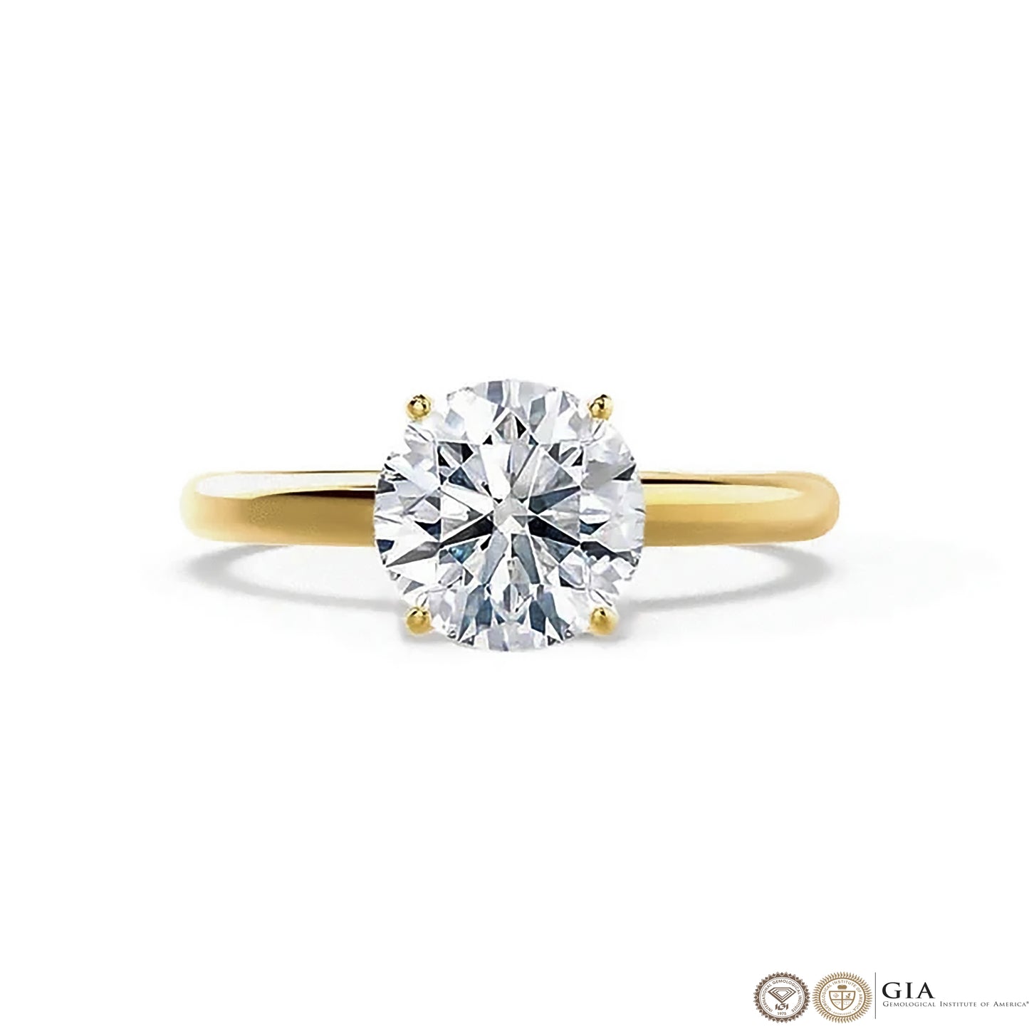 Solid Gold 3 Carat Lab Grown Diamonds Engagement Ring, IGI Certificate Round Diamond