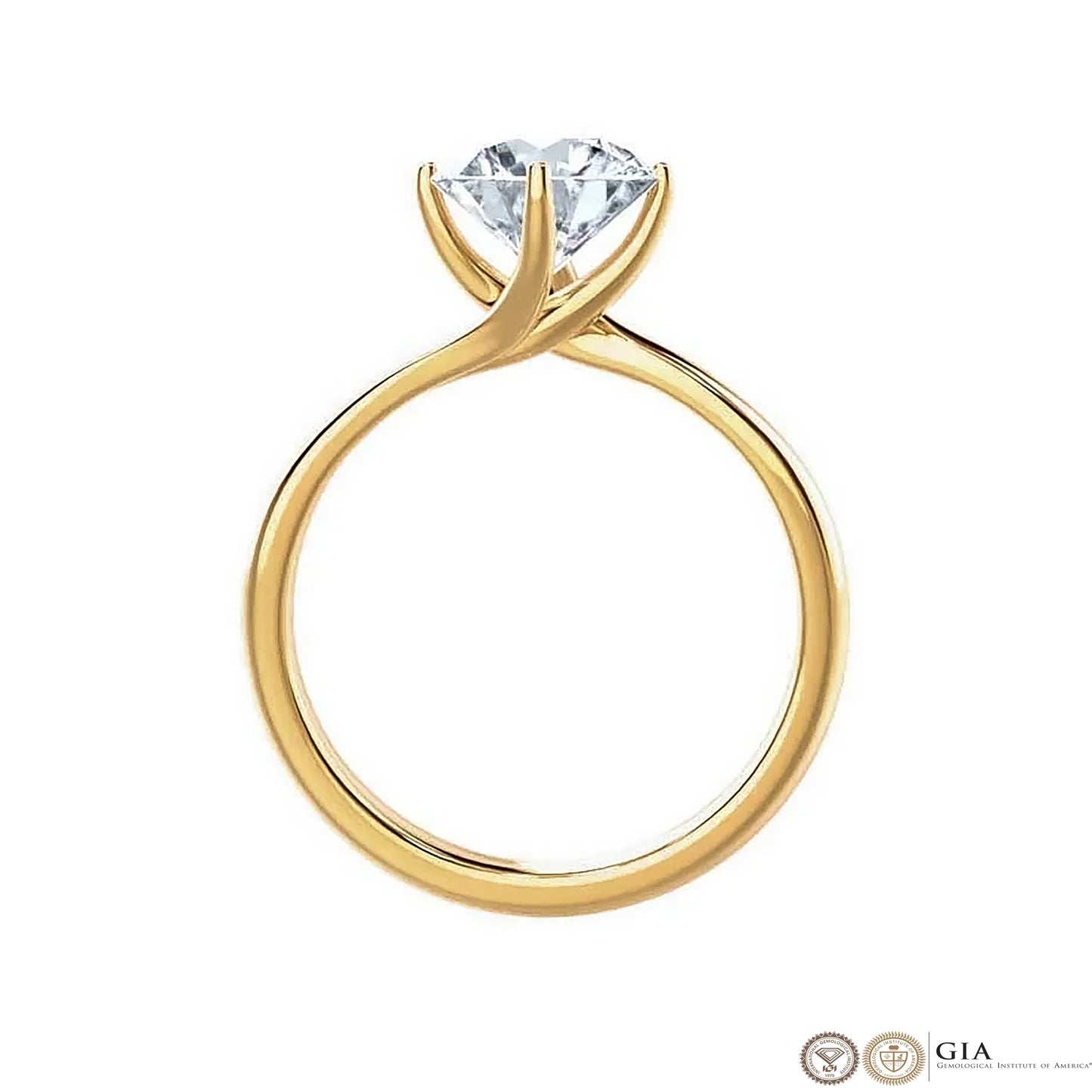 2 Carat Round Cut Lab Grown Diamond Engagement Gold Ring, IGI Certificated Diamond Ring