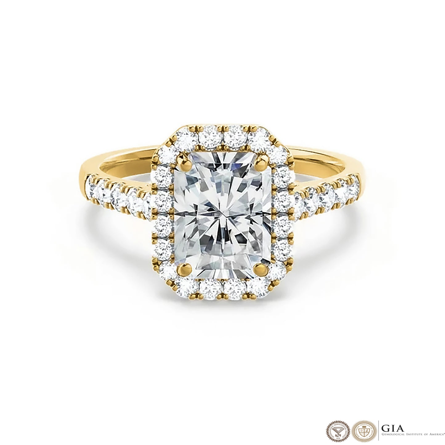 1,5 Carat Baguette Cut Lab Grown Diamond Engagement Gold Ring, IGI Certificated Diamond Ring