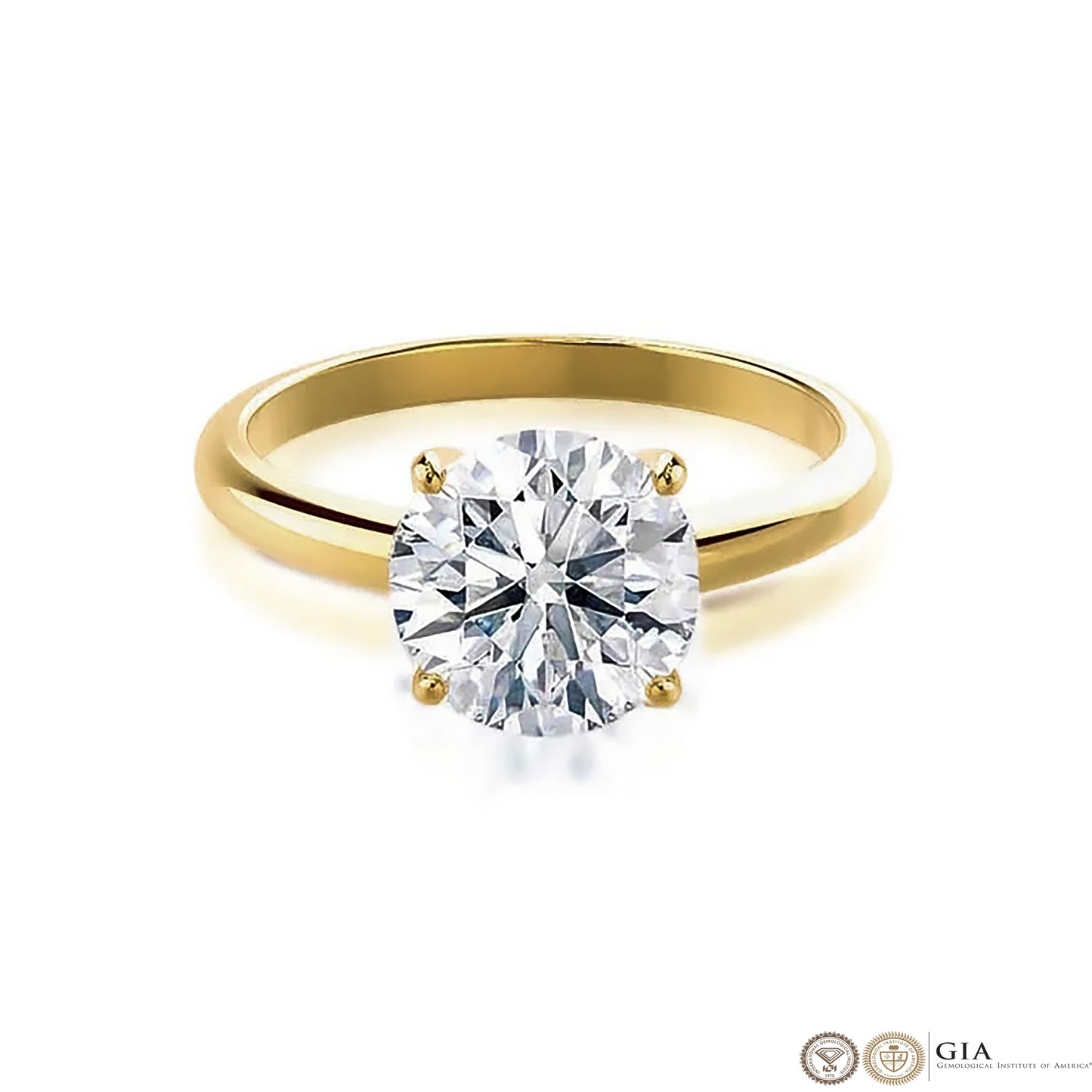 Solid Gold 3 Carat Lab Grown Diamonds Engagement Ring, IGI Certificate Round Diamond