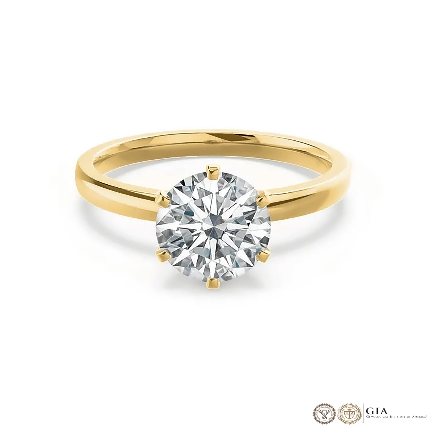 1 Carat Round Cut Lab Grown Diamond Engagement Gold Ring, IGI Certificated Diamond Proposal Ring