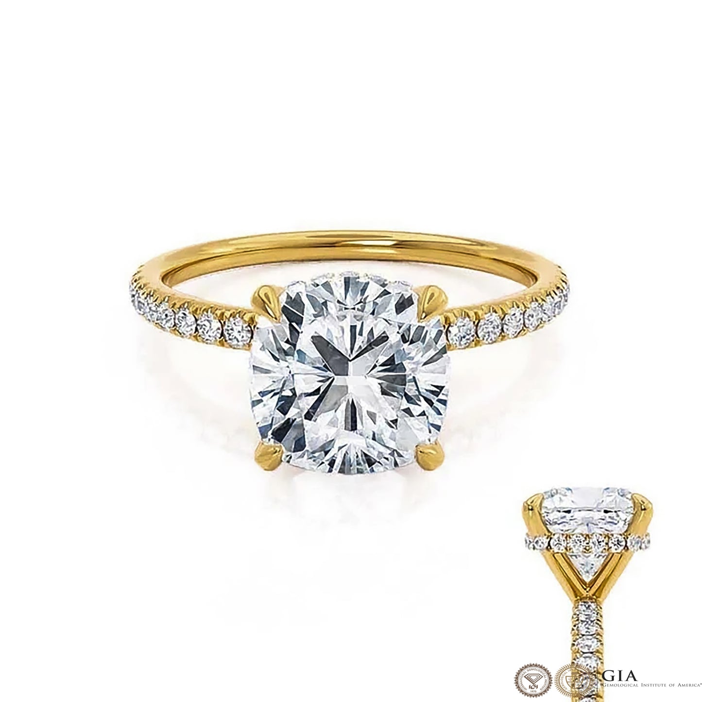 2 Carat Lab Grown Diamond Engagement Gold Ring, Diamond Halo Wedding Ring IGI Certificated