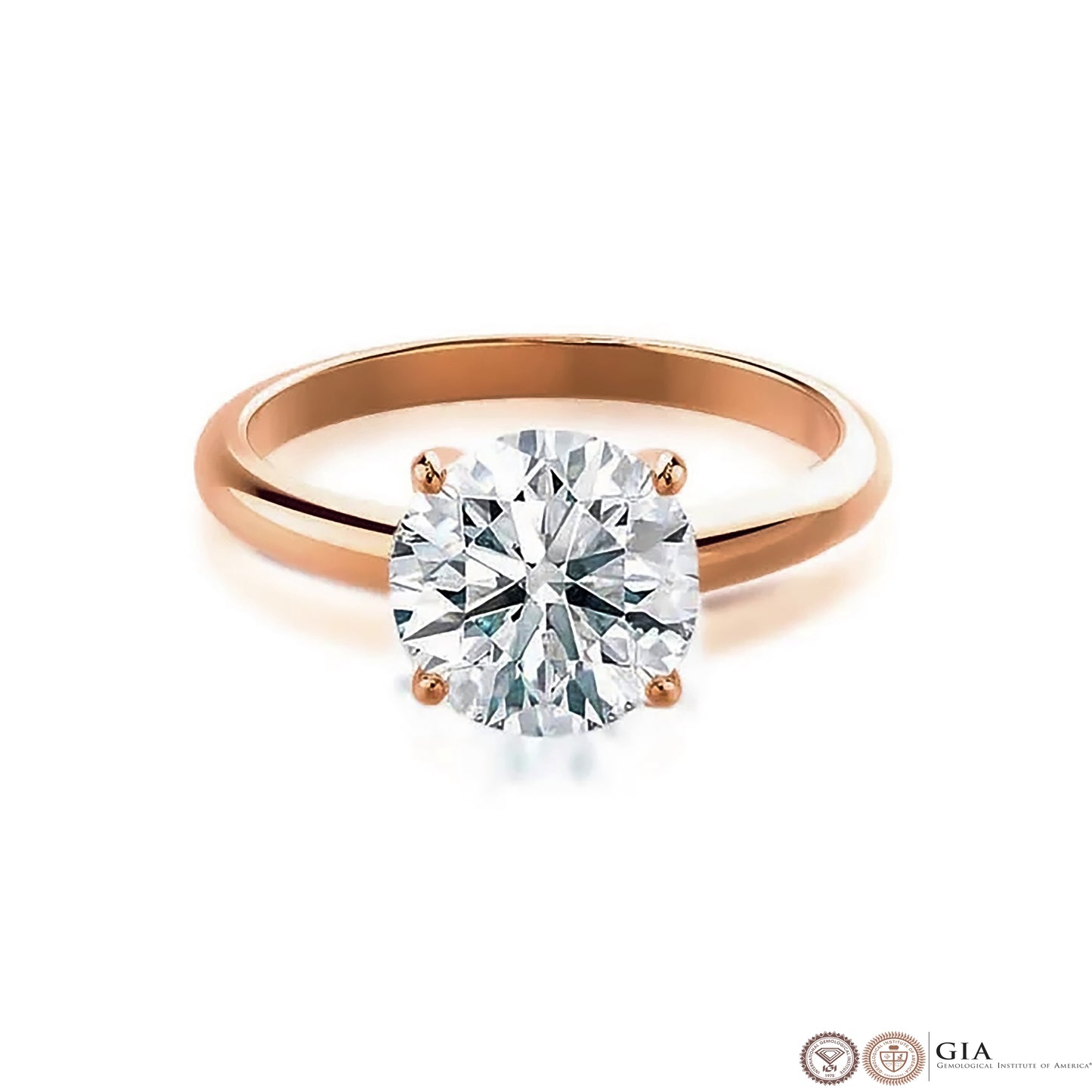 Solid Gold 3 Carat Lab Grown Diamonds Engagement Ring, IGI Certificate Round Diamond