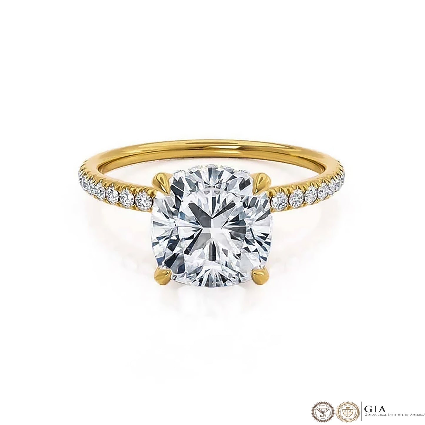 2 Carat Lab Grown Diamond Engagement Gold Ring, Diamond Halo Wedding Ring IGI Certificated