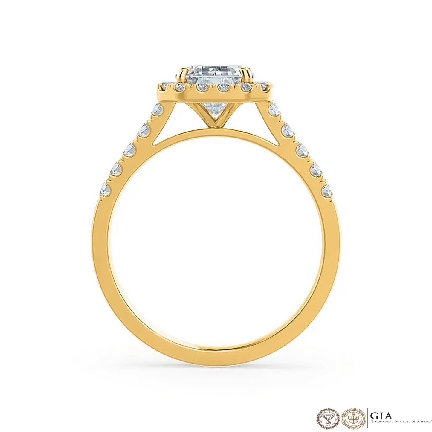 1,5 Carat Baguette Cut Lab Grown Diamond Engagement Gold Ring, IGI Certificated Diamond Ring