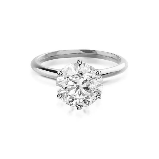 3 Carat Round Cut Lab Grown Diamond Engagement Gold Ring, IGI Certificated Diamond Proposal Ring