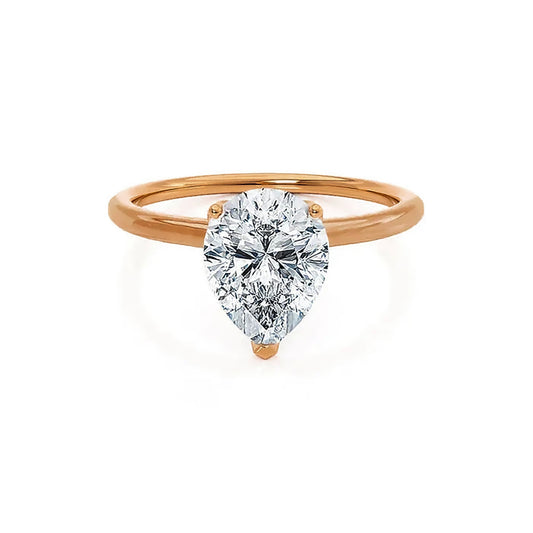 3 Carat Pear Lab Diamond Engagement Gold Ring, IGI Certificated Diamond Ring