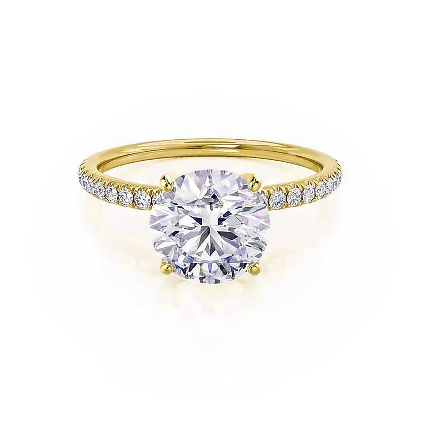 2 Carat Round Cut Lab Grown Diamond Engagement Gold Ring, IGI Certificated Diamond Proposal Ring