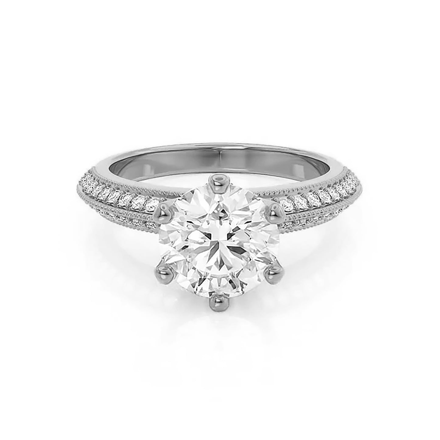 2 Carat Round Cut Lab Grown Diamond Engagement Gold Ring, IGI Certificated Diamond Proposal Ring