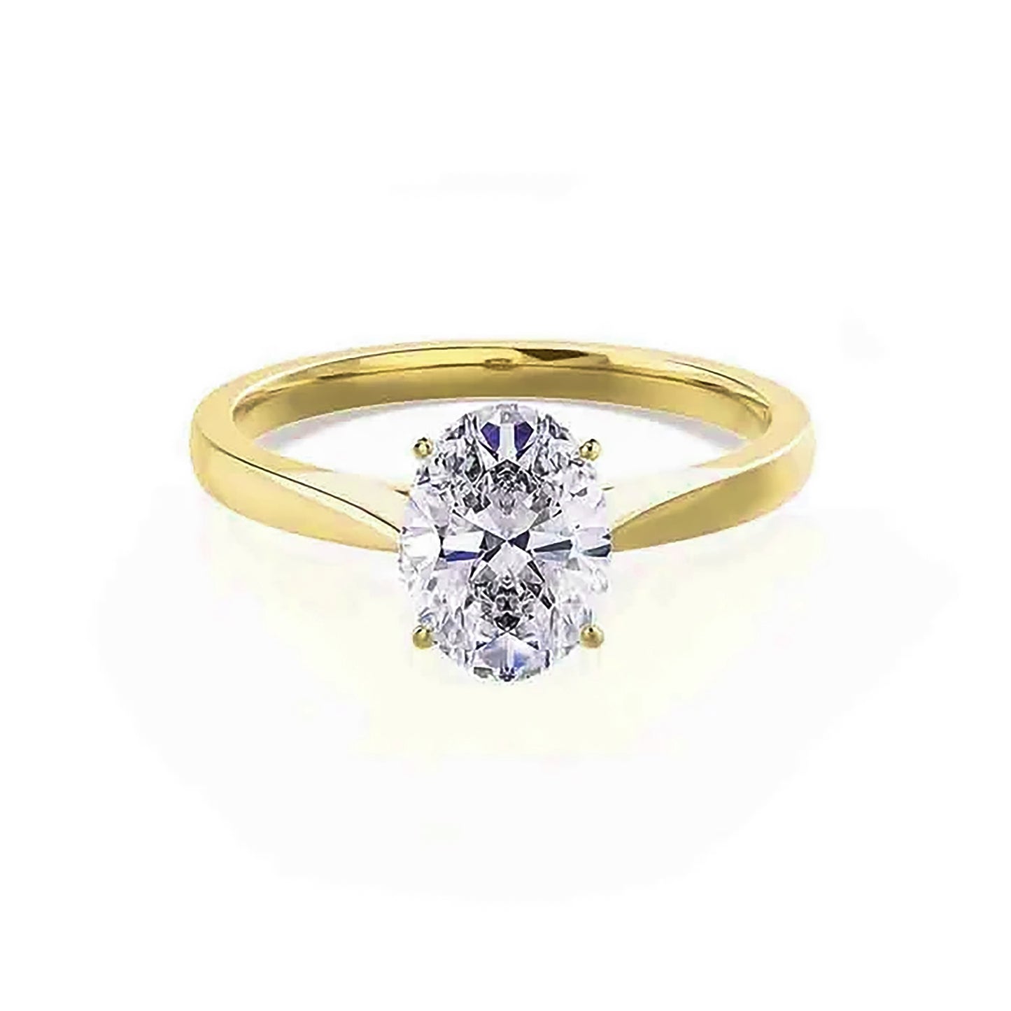 2 Carat Oval Lab Diamond Engagement Gold Ring, IGI Certificated Diamond Ring