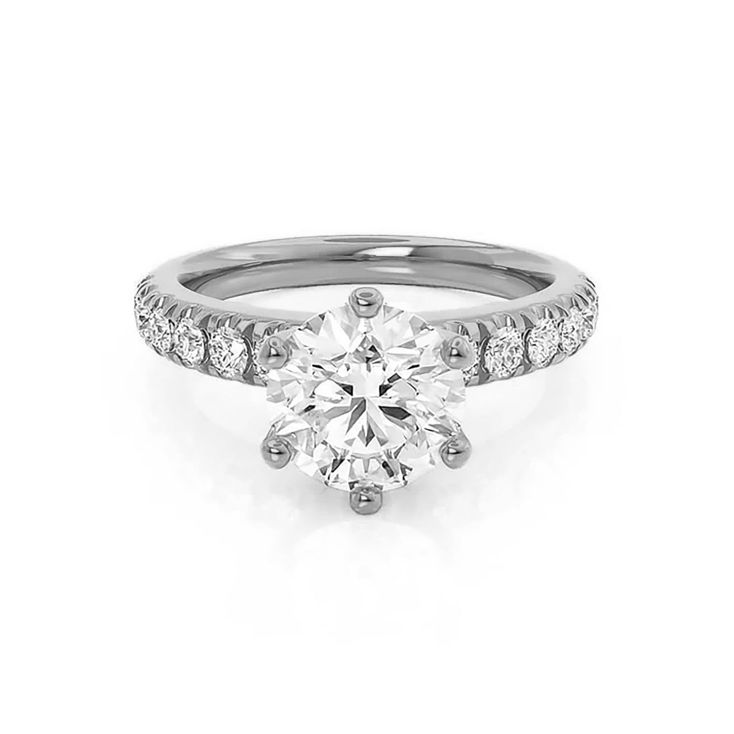 2 Carat Round Cut Lab Grown Diamond Engagement Gold Ring, IGI Certificated Diamond Proposal Ring