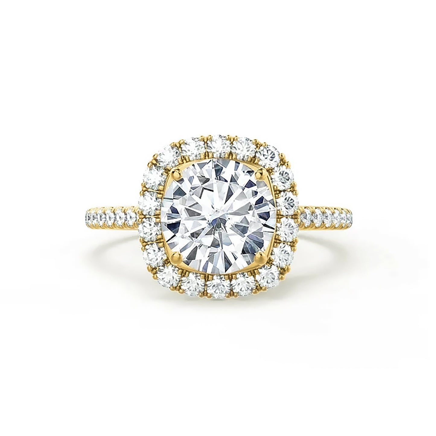 2 Carat Round Cut Lab Grown Diamond Engagement Gold Ring, IGI Certificated Diamond Proposal Ring