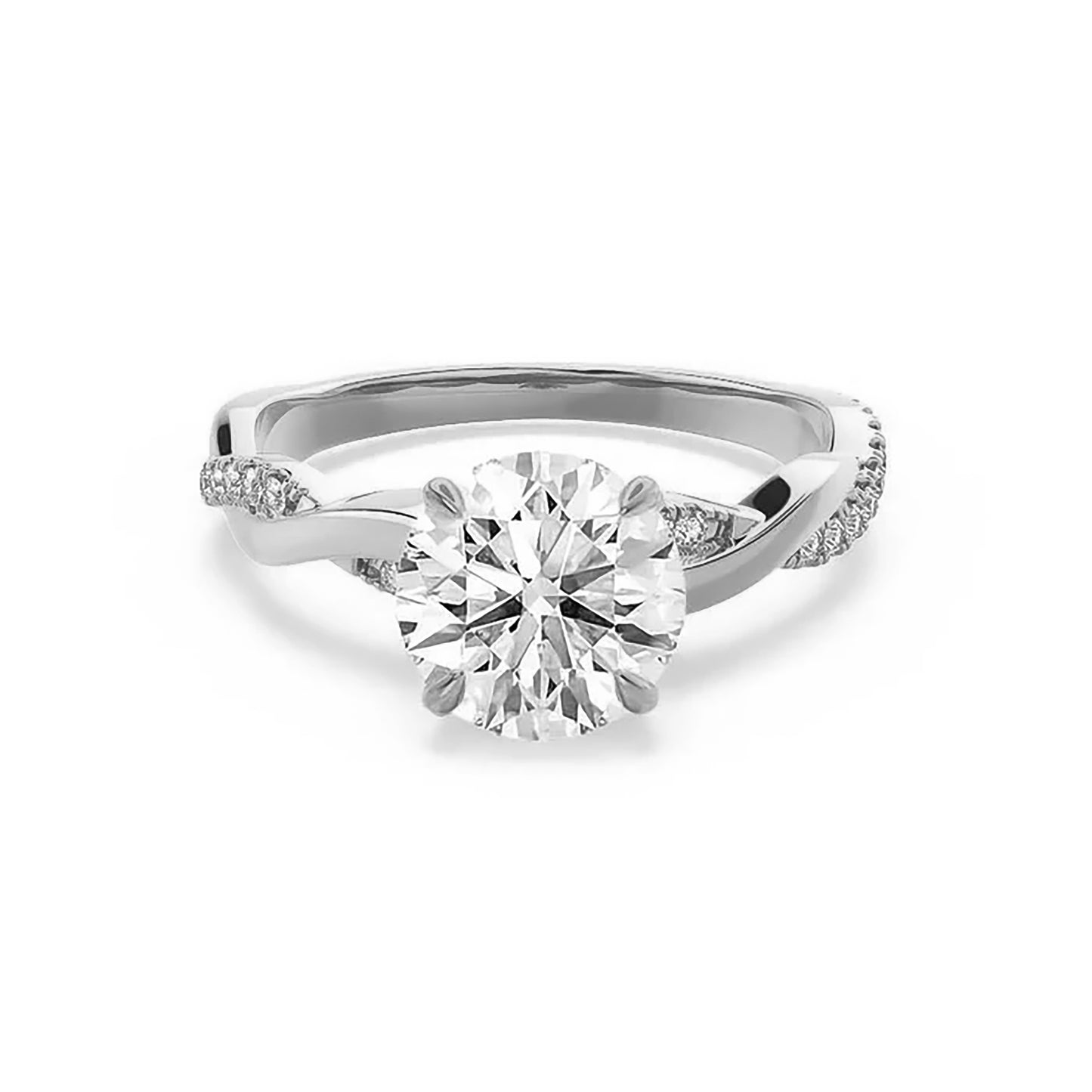 2 Carat Round Cut Lab Grown Diamond Engagement Gold Ring, IGI Certificated Diamond Proposal Ring