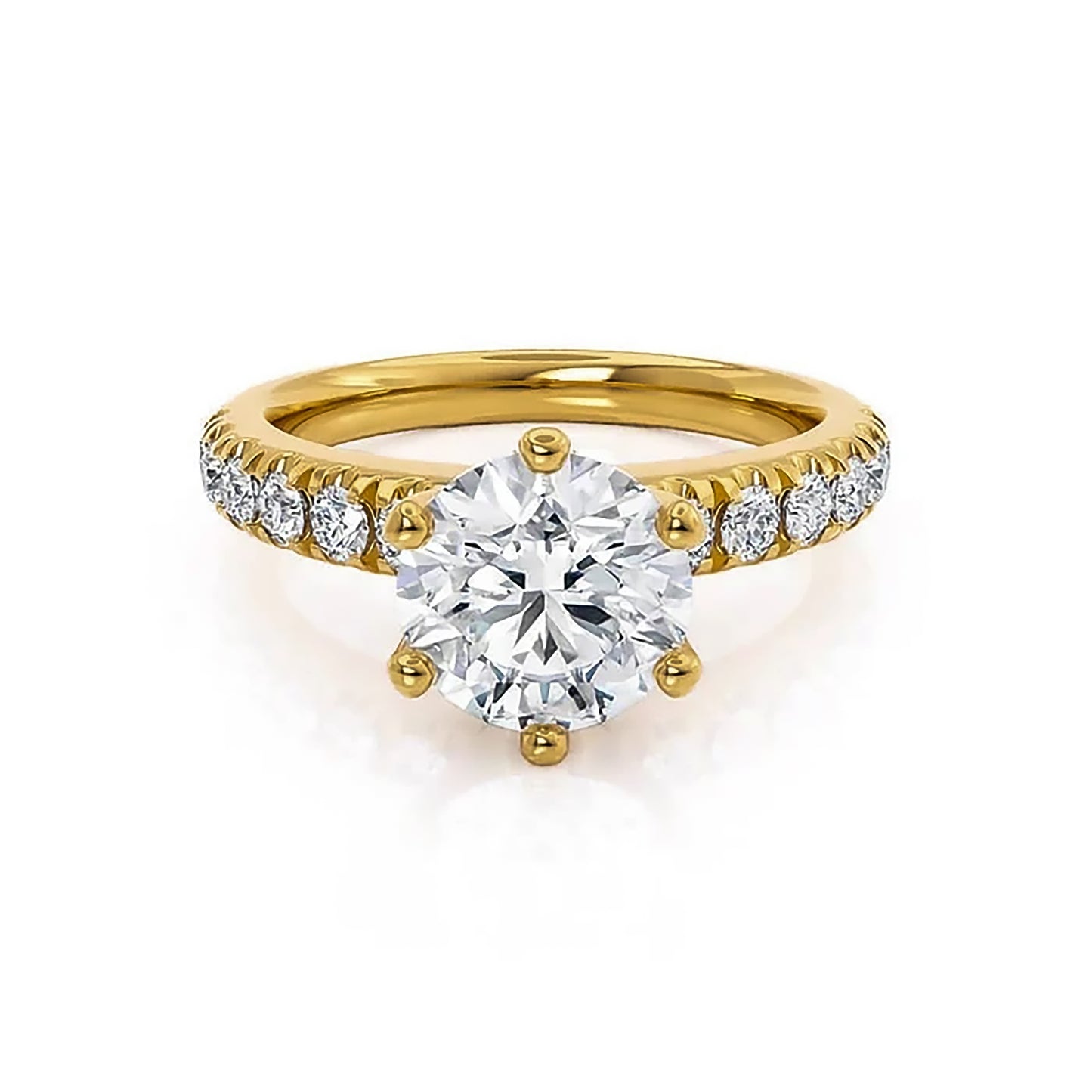 2 Carat Round Cut Lab Grown Diamond Engagement Gold Ring, IGI Certificated Diamond Proposal Ring