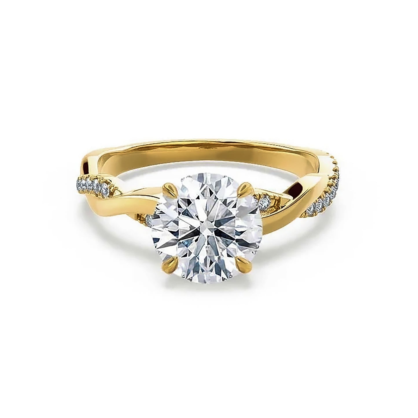 2 Carat Round Cut Lab Grown Diamond Engagement Gold Ring, IGI Certificated Diamond Proposal Ring