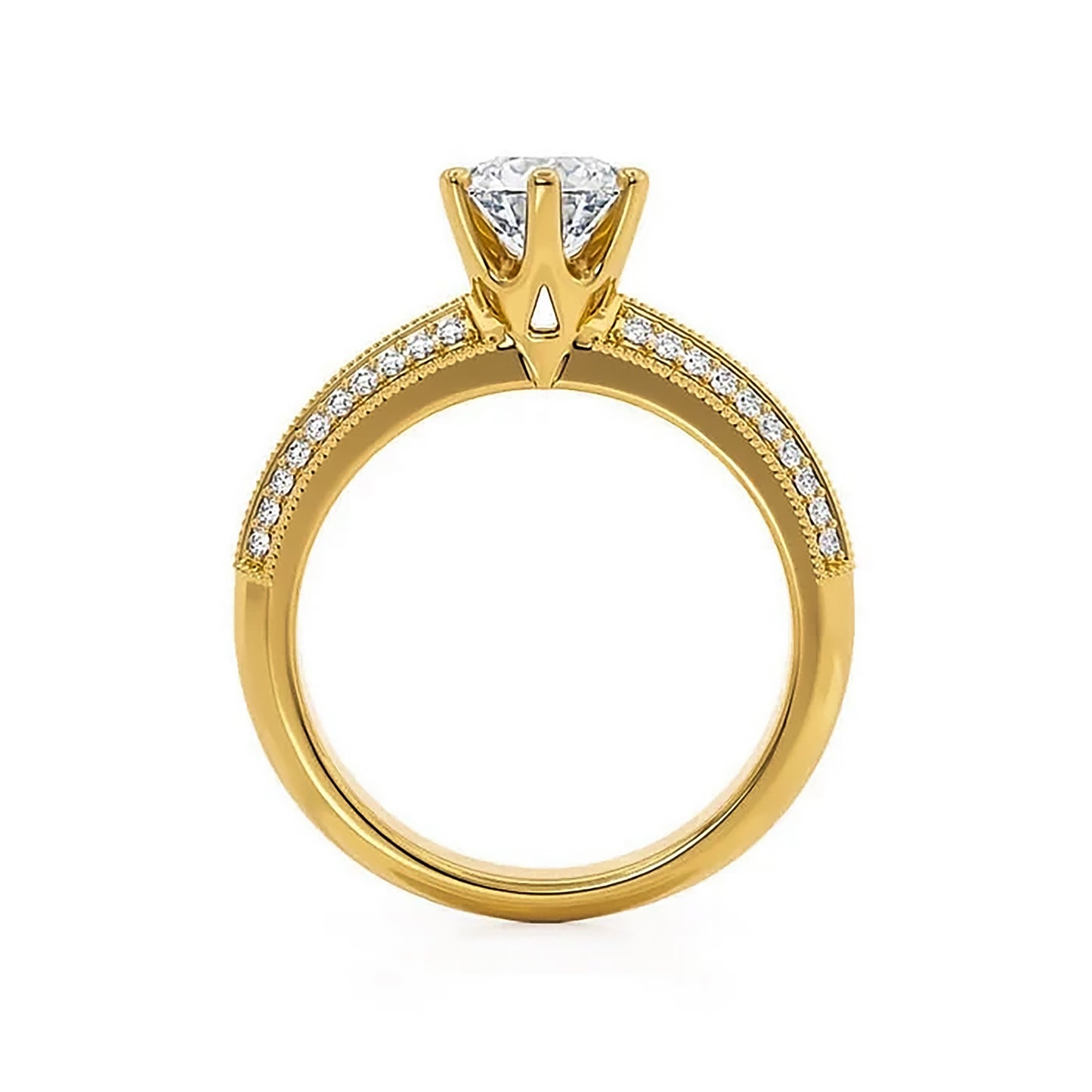 2 Carat Round Cut Lab Grown Diamond Engagement Gold Ring, IGI Certificated Diamond Proposal Ring