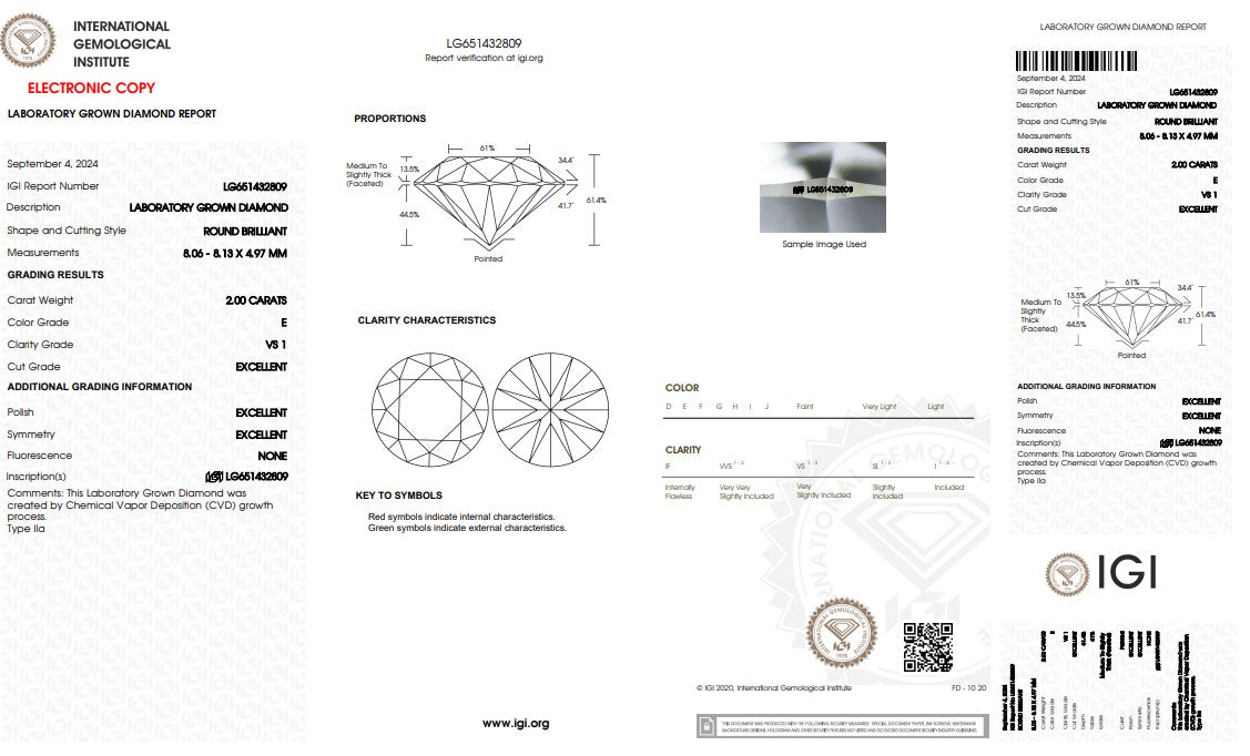 Round Cut Lab Grown Diamonds From 2.00 Carat to 2.50 Carat IGI Certificated E VS1