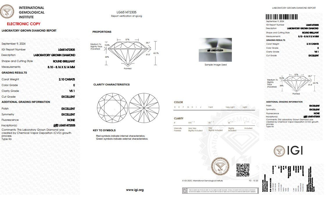 Round Cut Lab Grown Diamonds From 2.00 Carat to 2.50 Carat IGI Certificated E VS1